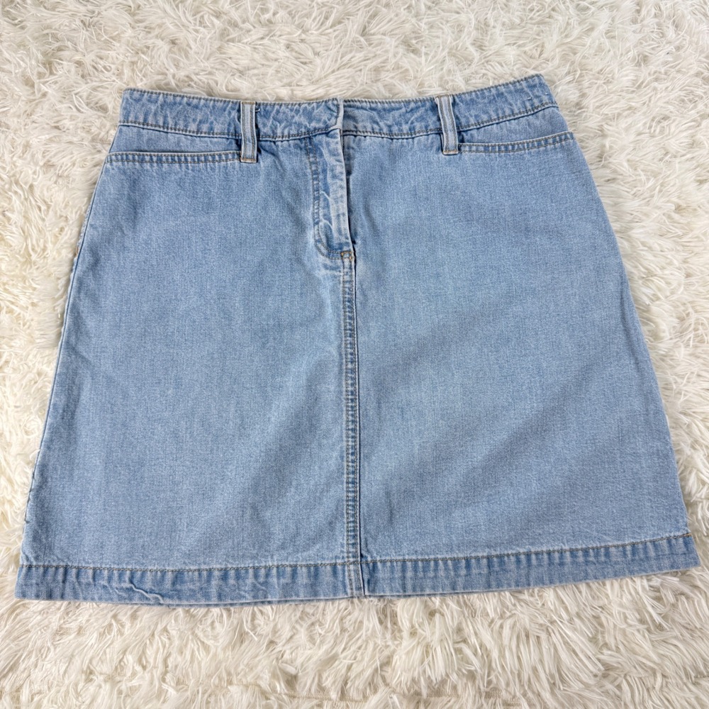 Vintage Halogen Denim‎ Skirt Light Wash Size 4 A Line Cotton Made in Hong Kong